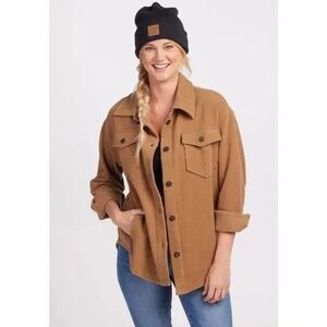 WOOLX Jacket Womens Large Merino Wool Sawyer Shacket Camel Brown  BRAND NEW